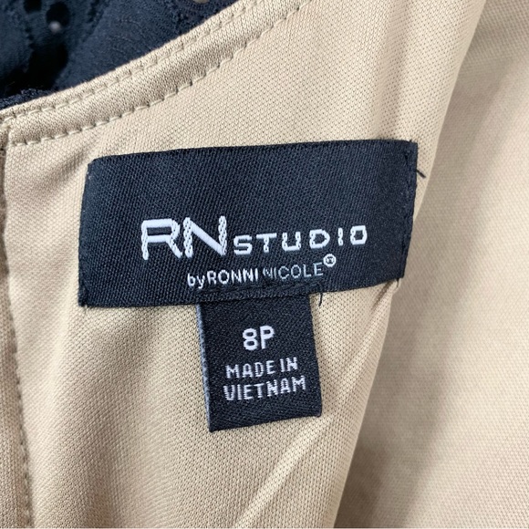 RN Studio~NWT~Black Eyelet Lace Scoop Neck 3/4 Sleeve Knee Length Dress~Sz 8P‎ - Picture 12 of 14